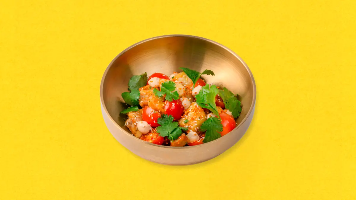 Салат с хрустящими баклажанами 