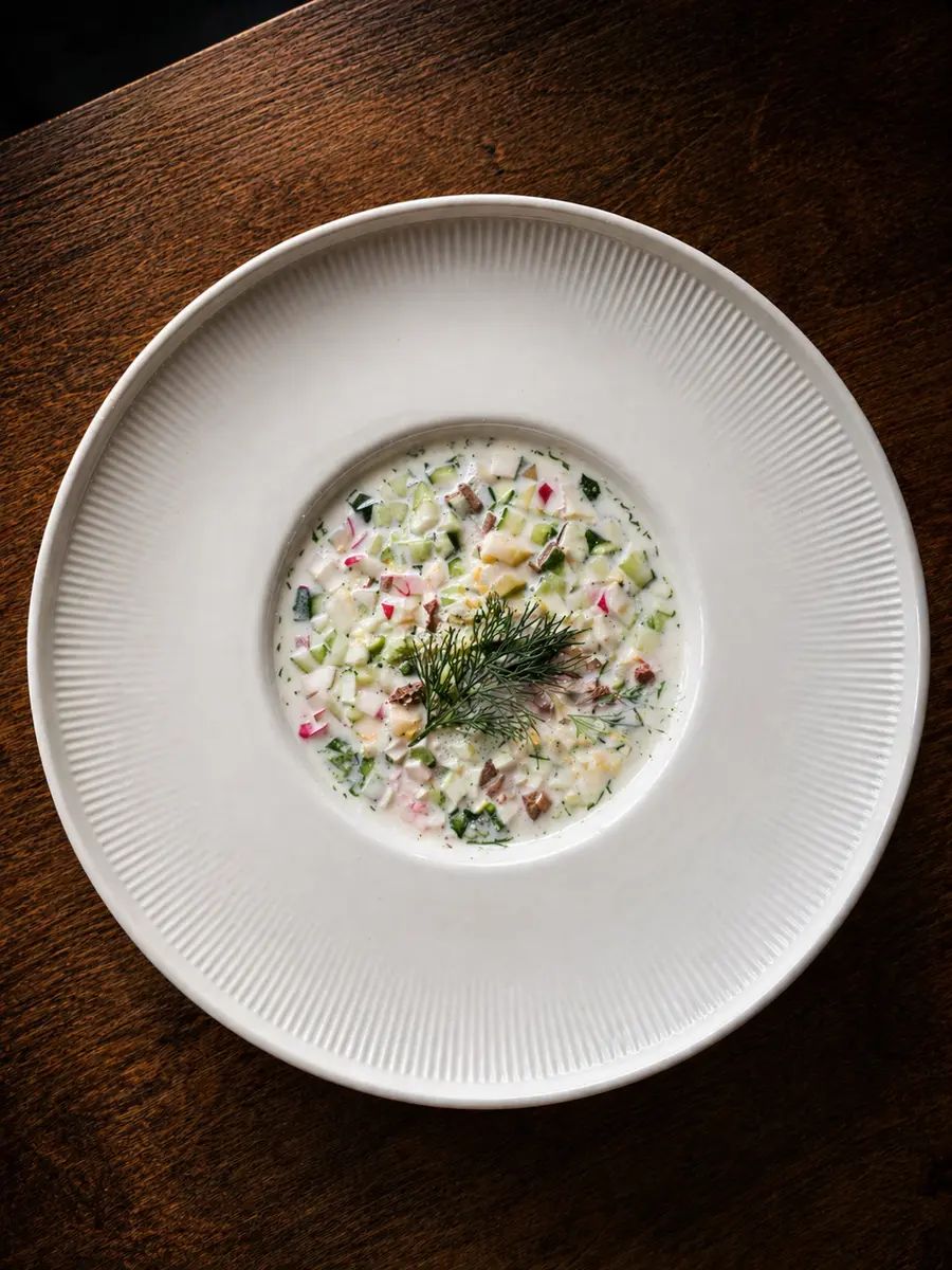 Окрошка с говядиной на кефире