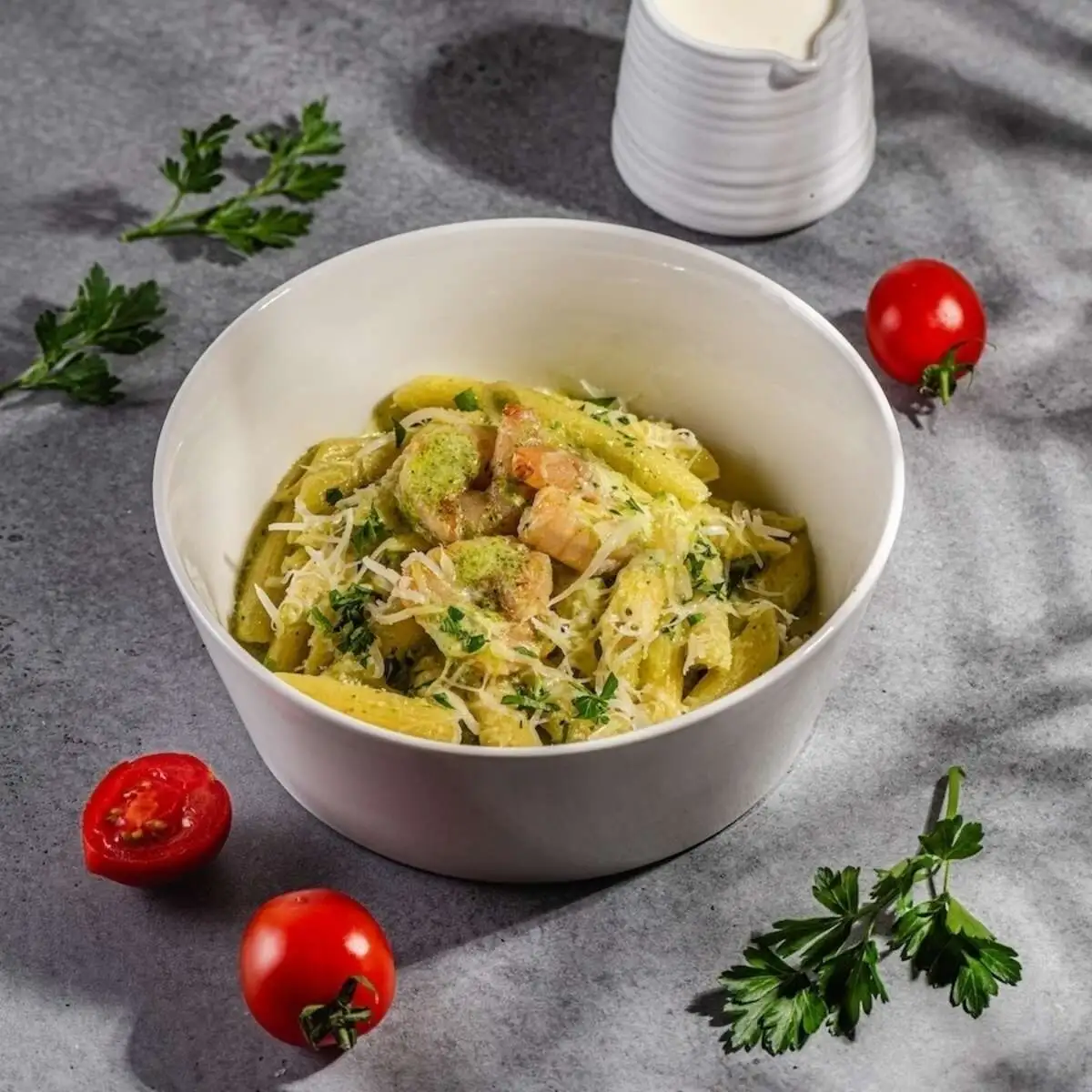 Пенне с тигровыми креветками