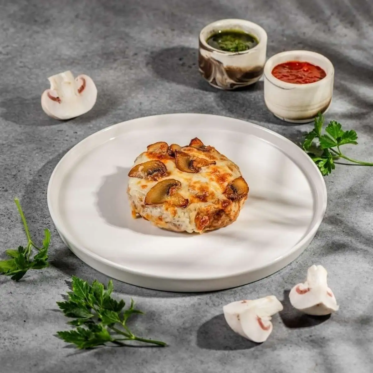 Бифштекс из курицы с грибами