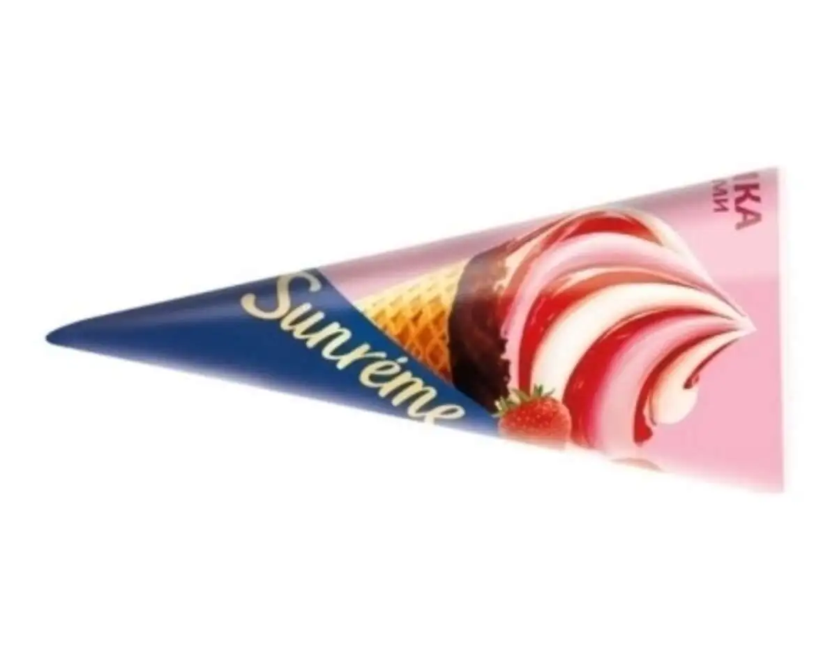 Рожок клубника со сливками Санрем