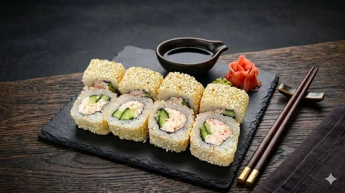 Ролл Калифорния с кунжутом