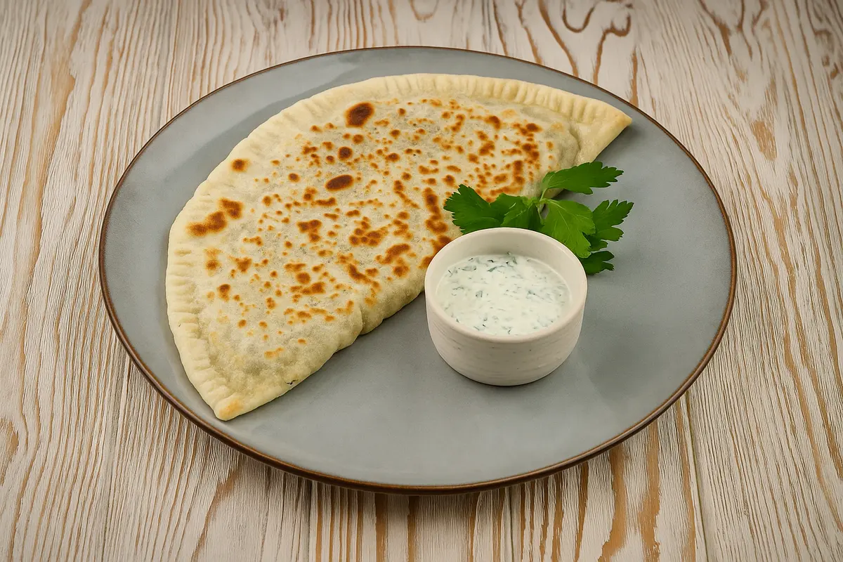 Кутаб с картофелем и белым соусом