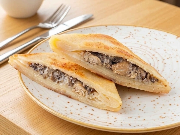 Блин с куриным филе и шампиньонами