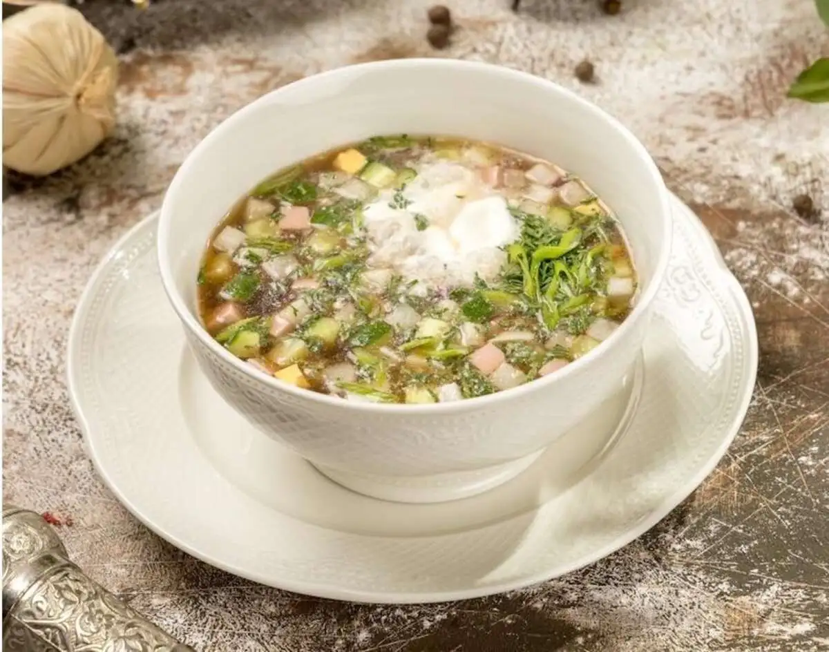 Окрошка с говядиной на мацони