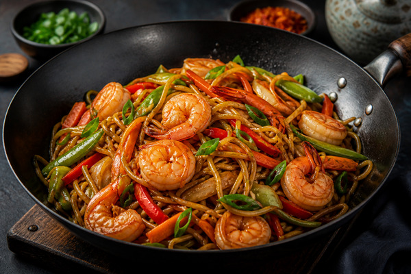 Wok с креветками