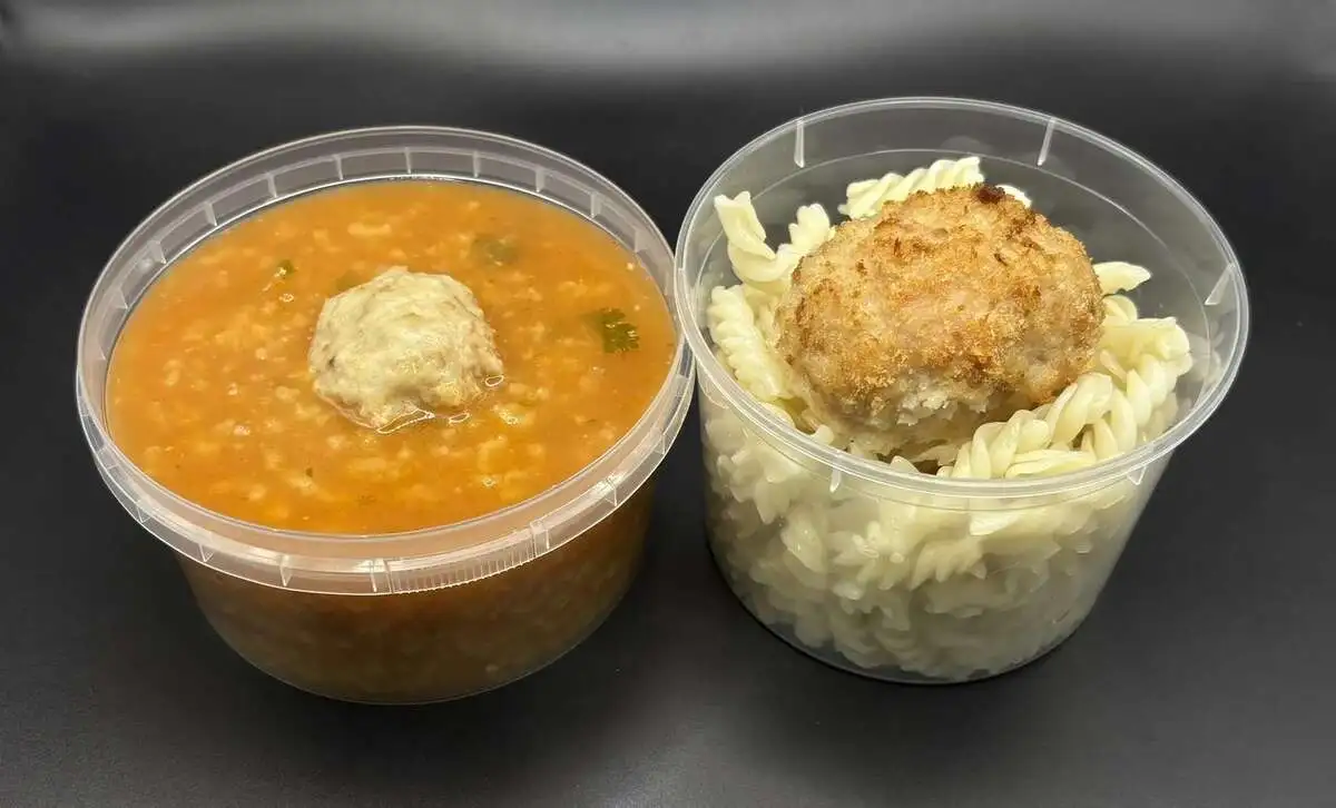 2 Мясной: Харчо с тефтелей, Котлета домашняя с макаронами