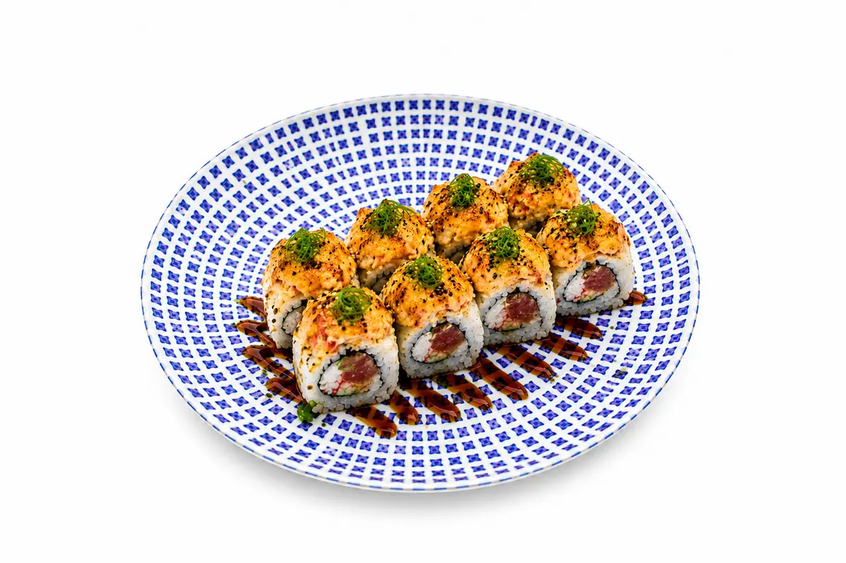 Теплые роллы с тунцом и крабом