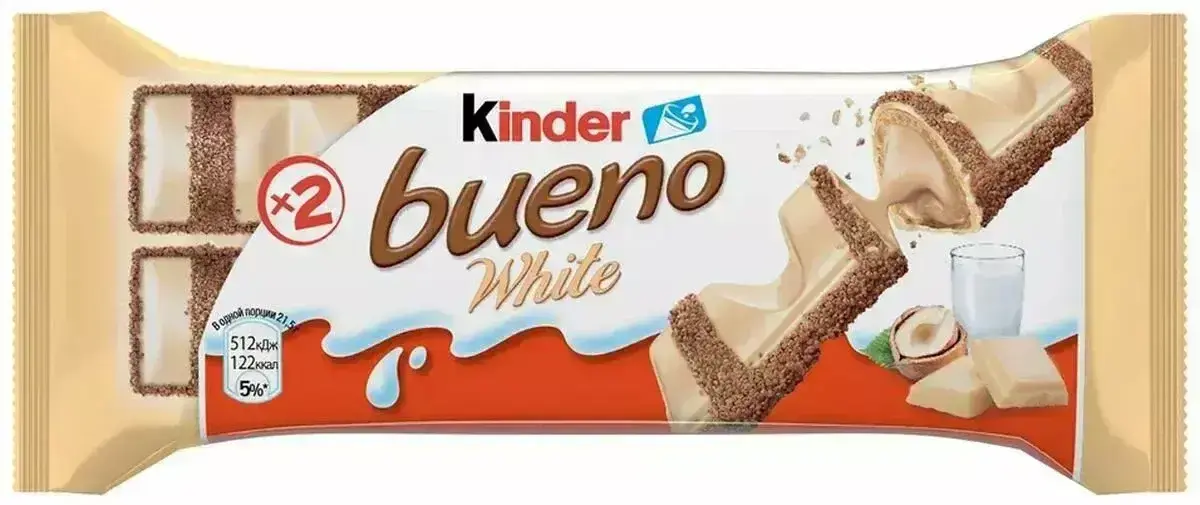 Батончик КИНДЕР BUENO белый шоколад 39гр.(м)