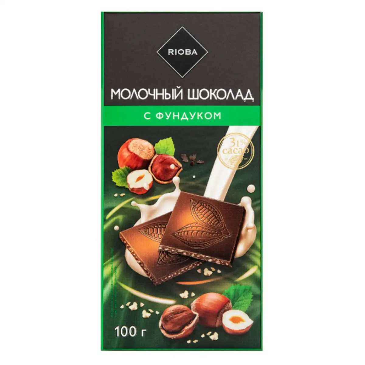 Шоколад Риоба Молочный с Фундуком 100г(м)