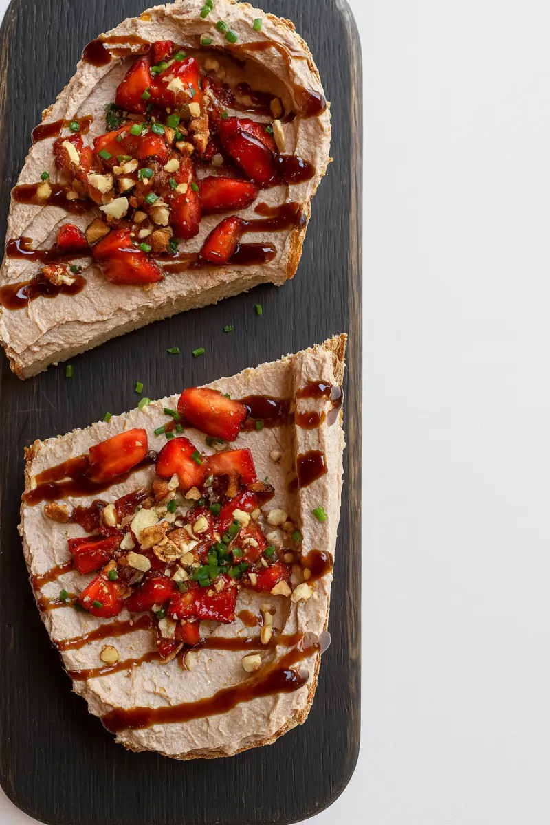 Брускетта с куриным паштетом и клубникой