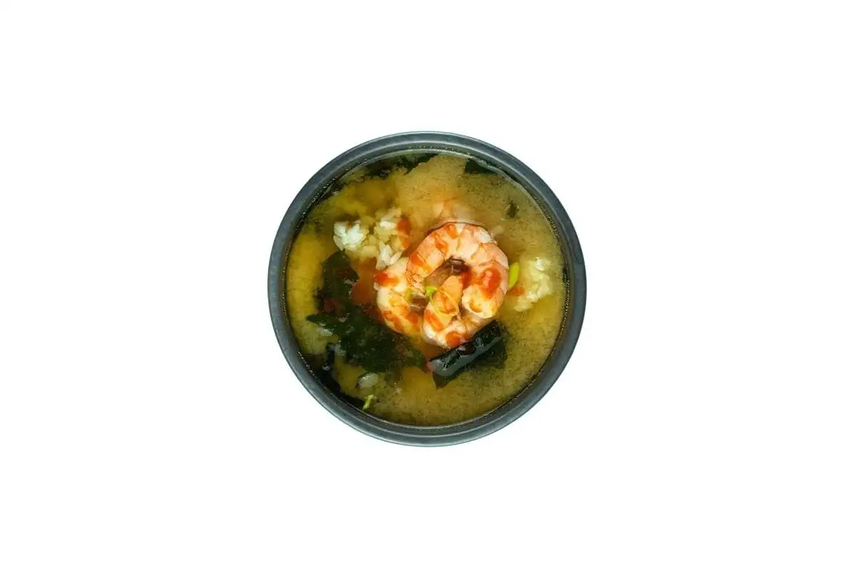 Мисо с креветками и кимчи