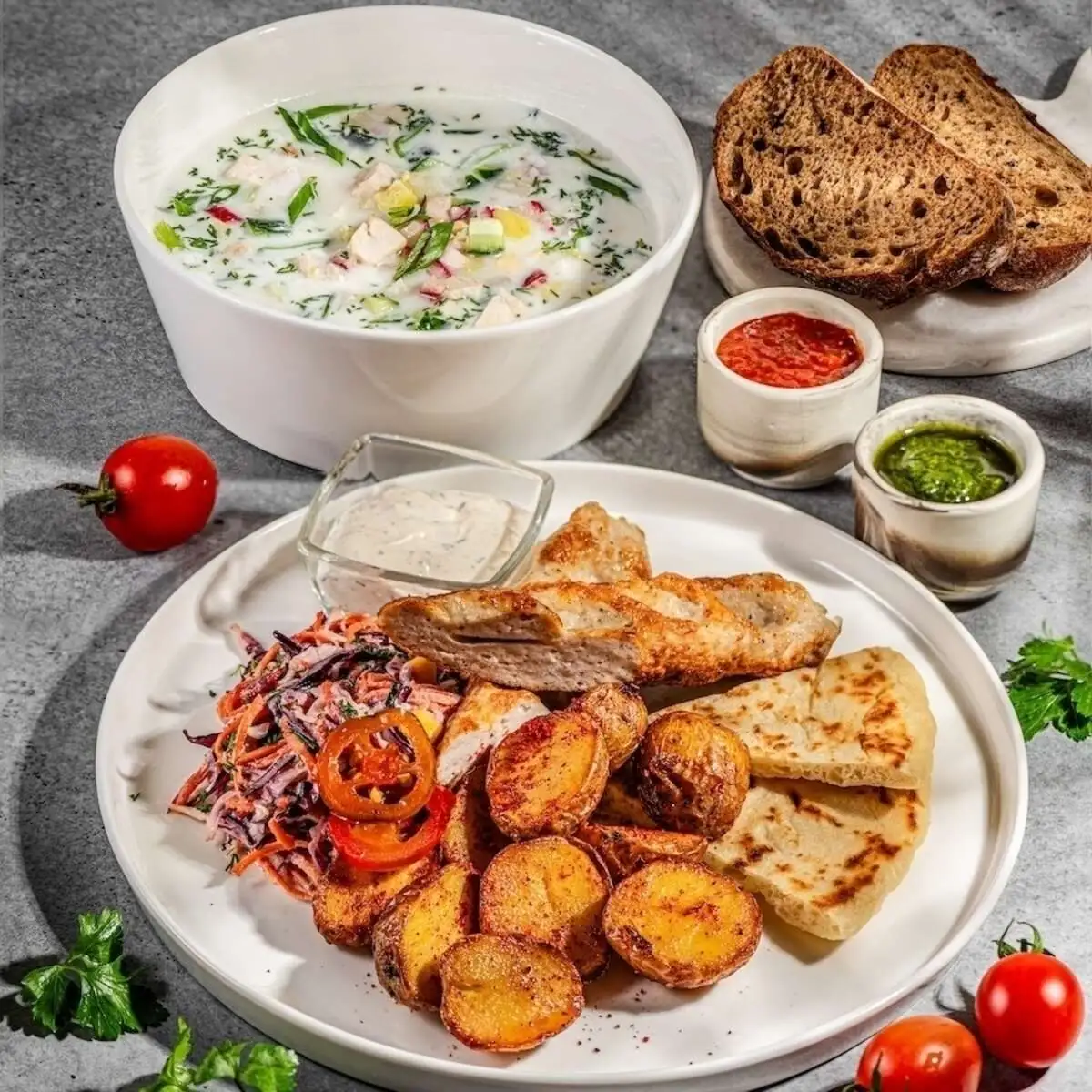 Комбо с люля из курицы и окрошка