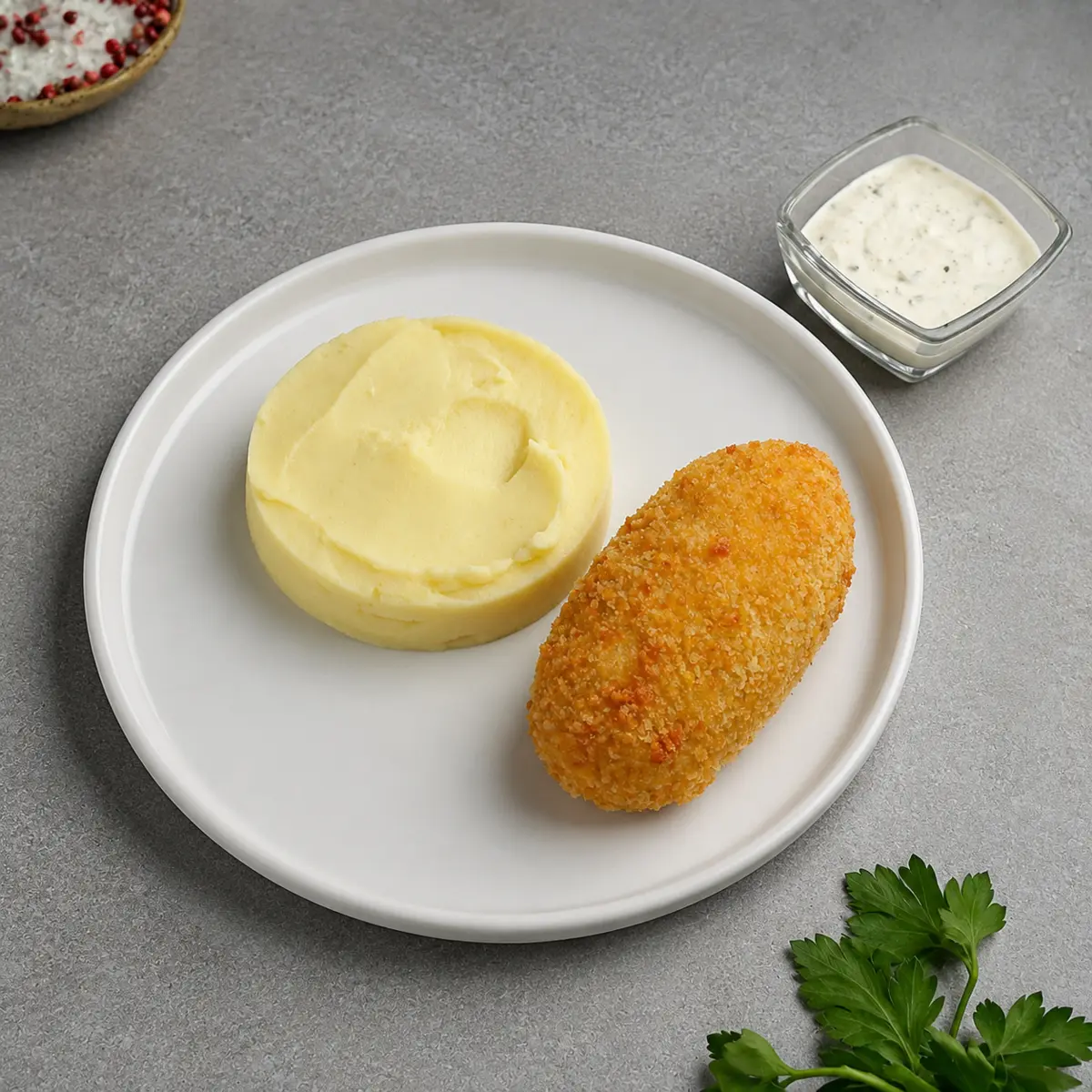 Котлета по-киевски и пюре картофельное