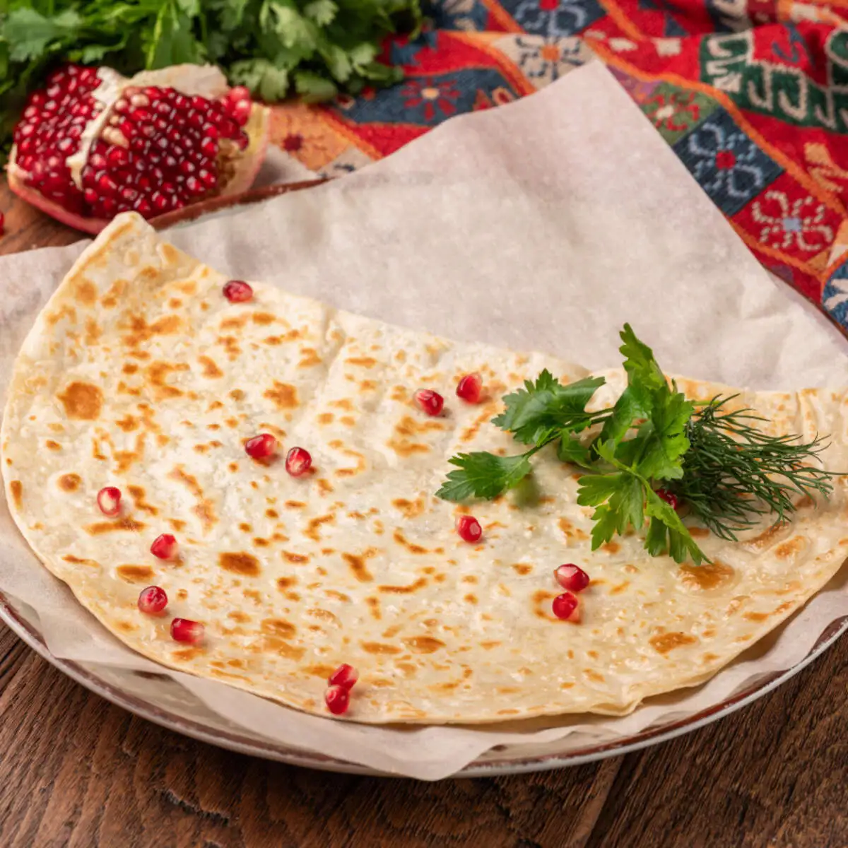 Кутаб с сыром и зеленью 