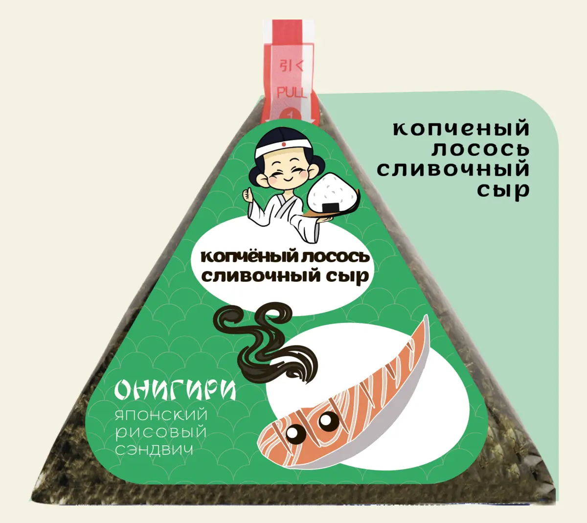 Онигири копченый лосось-сливочный сыр