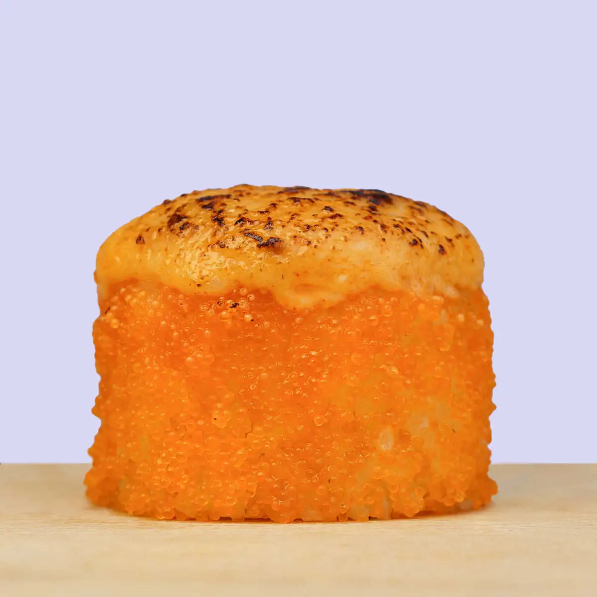 Baked with shrimp under spicy sauce