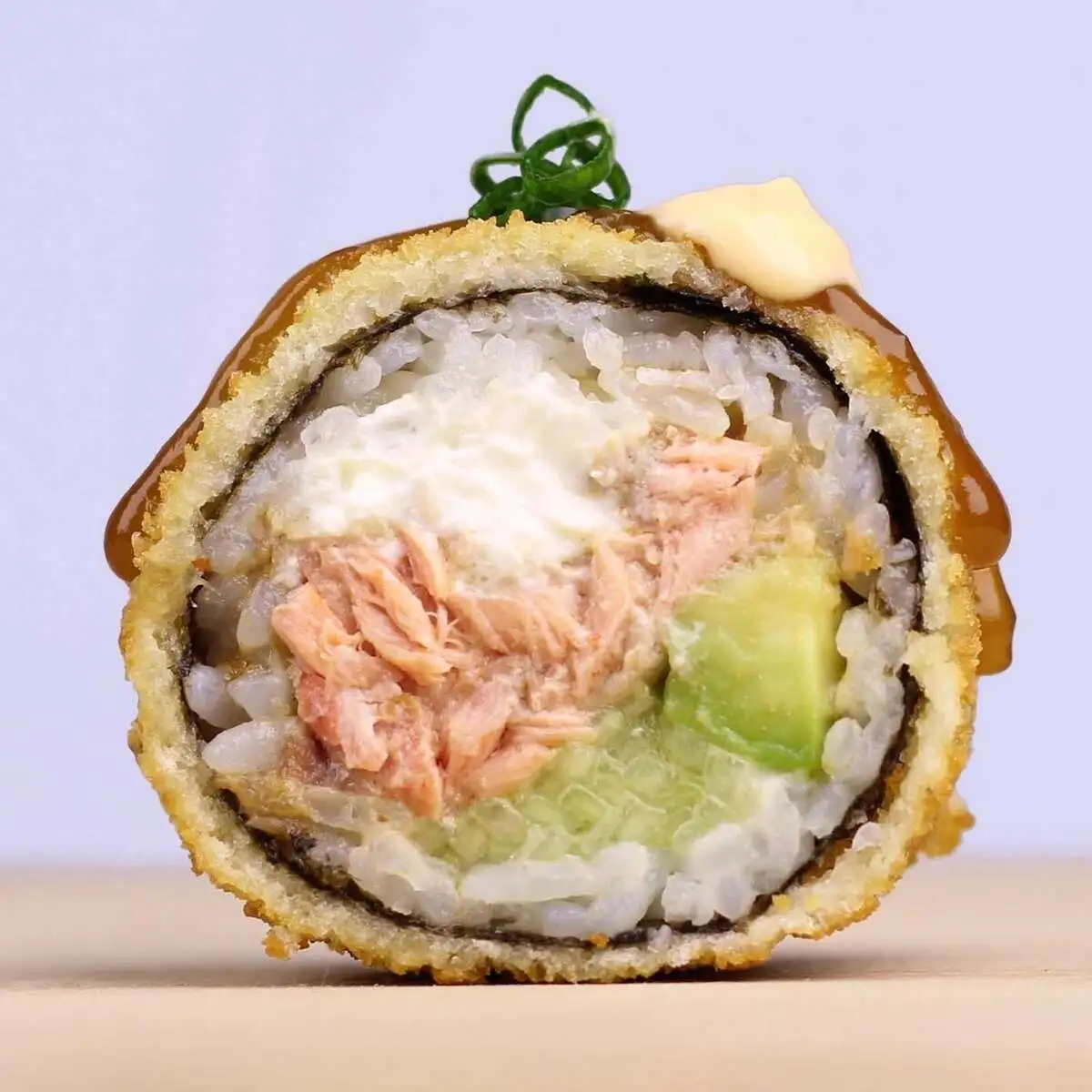 Fried roll with salmon