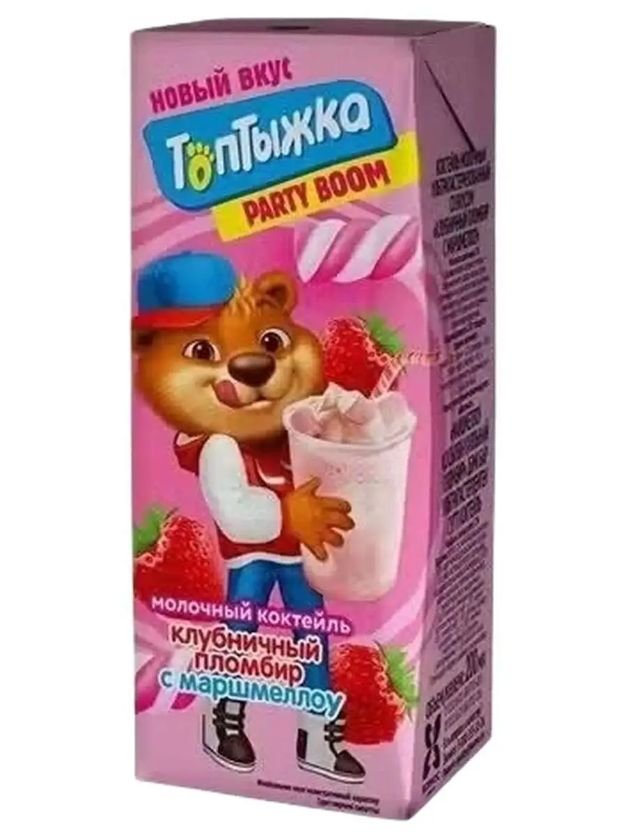 Коктейль Молочный Топтыжка Клубничный Пломбир/Маршмеллоу 2% 0,2Л