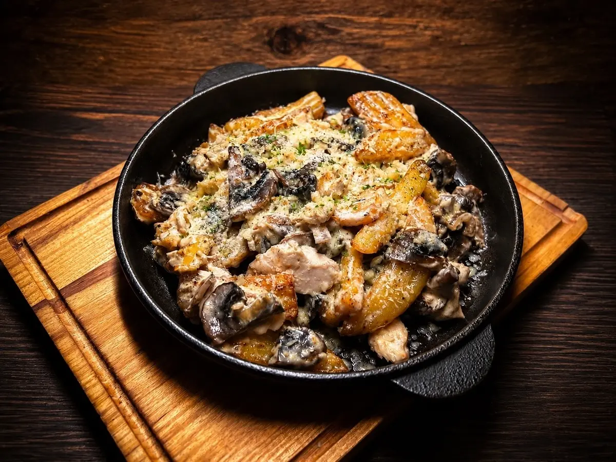 Сковородка с курицей и шампиньонами