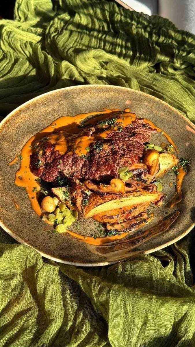 Стейк лангет с картофелем и грибами / Langet steak with potatoes and mushrooms
