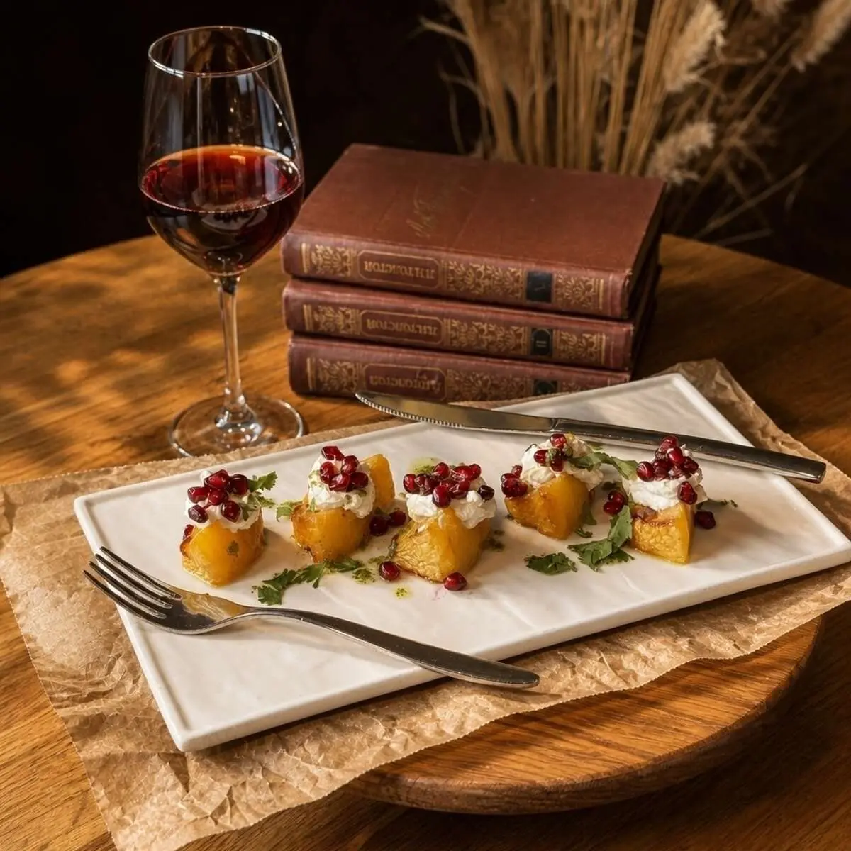Печеная тыква с домашним сыром, медом и гранатом, 190г 