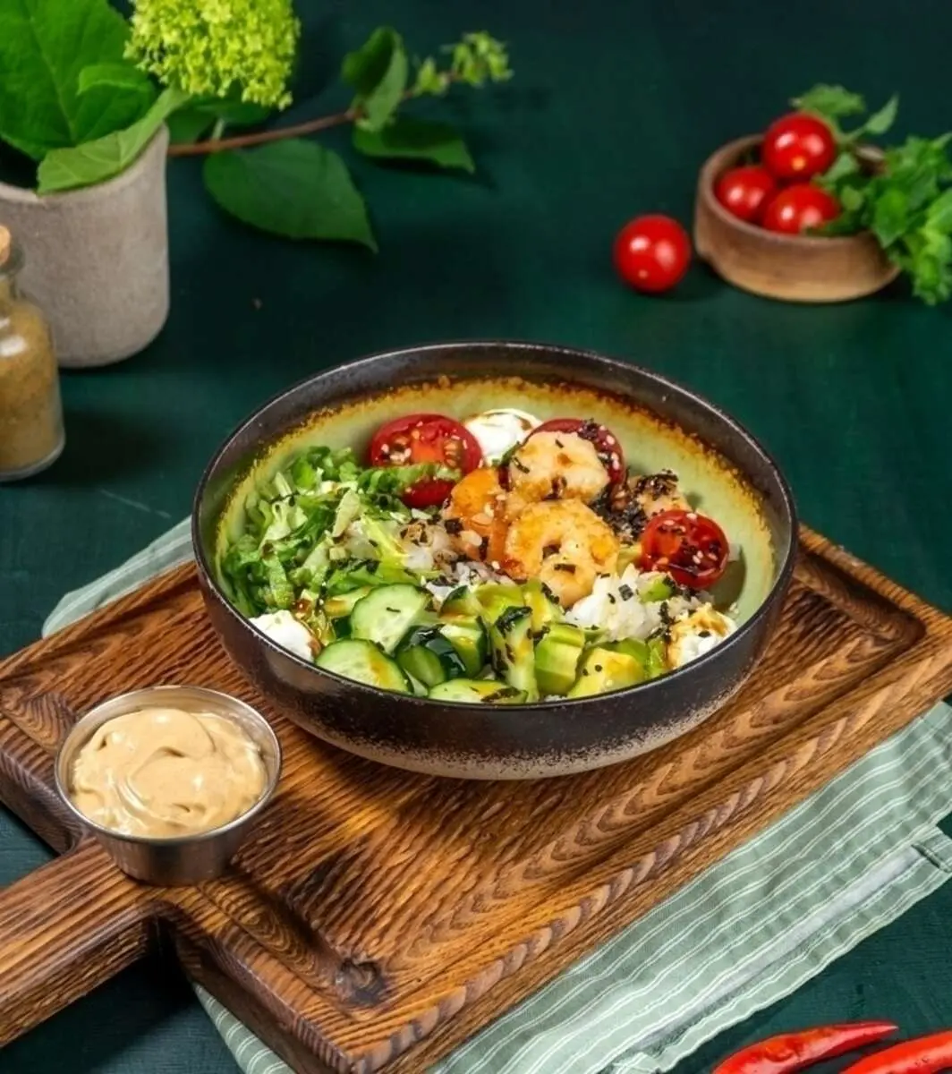 Микс "Азиатский", с креветками и рисом