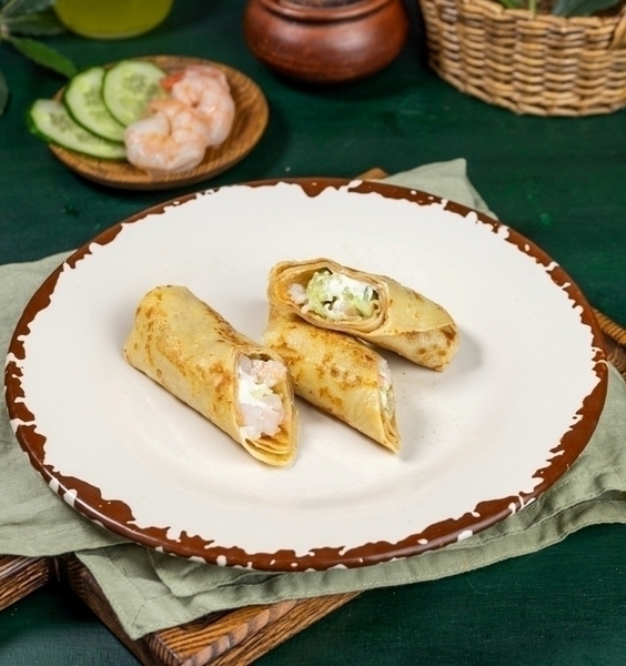 Блинчик с  креветкой и творожным сыром